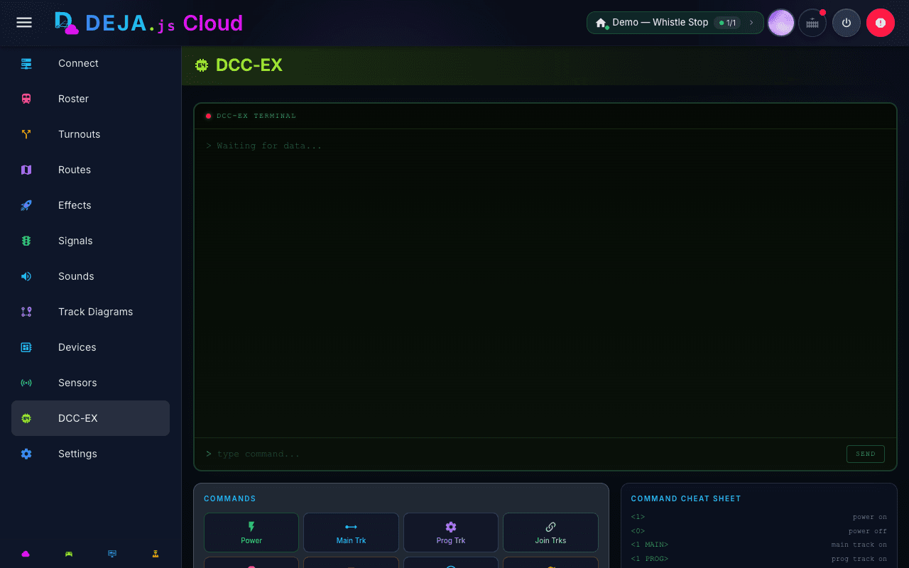 DEJA Cloud — DCC-EX console