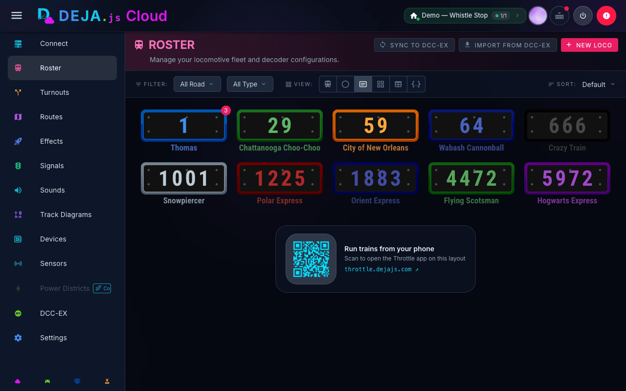 DEJA Cloud — roster in nameplate view