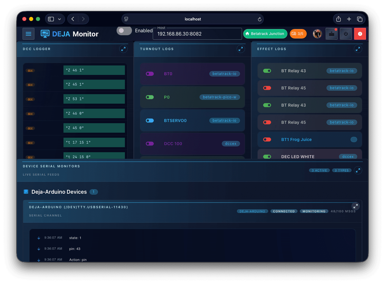 DEJA.js Monitor Desktop