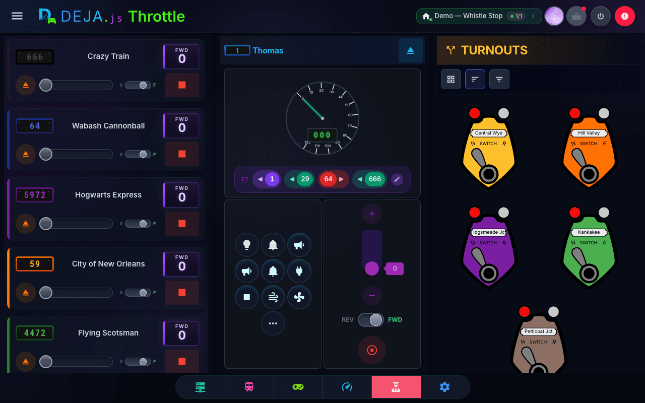 DEJA Throttle — Slider throttle in Conductor view