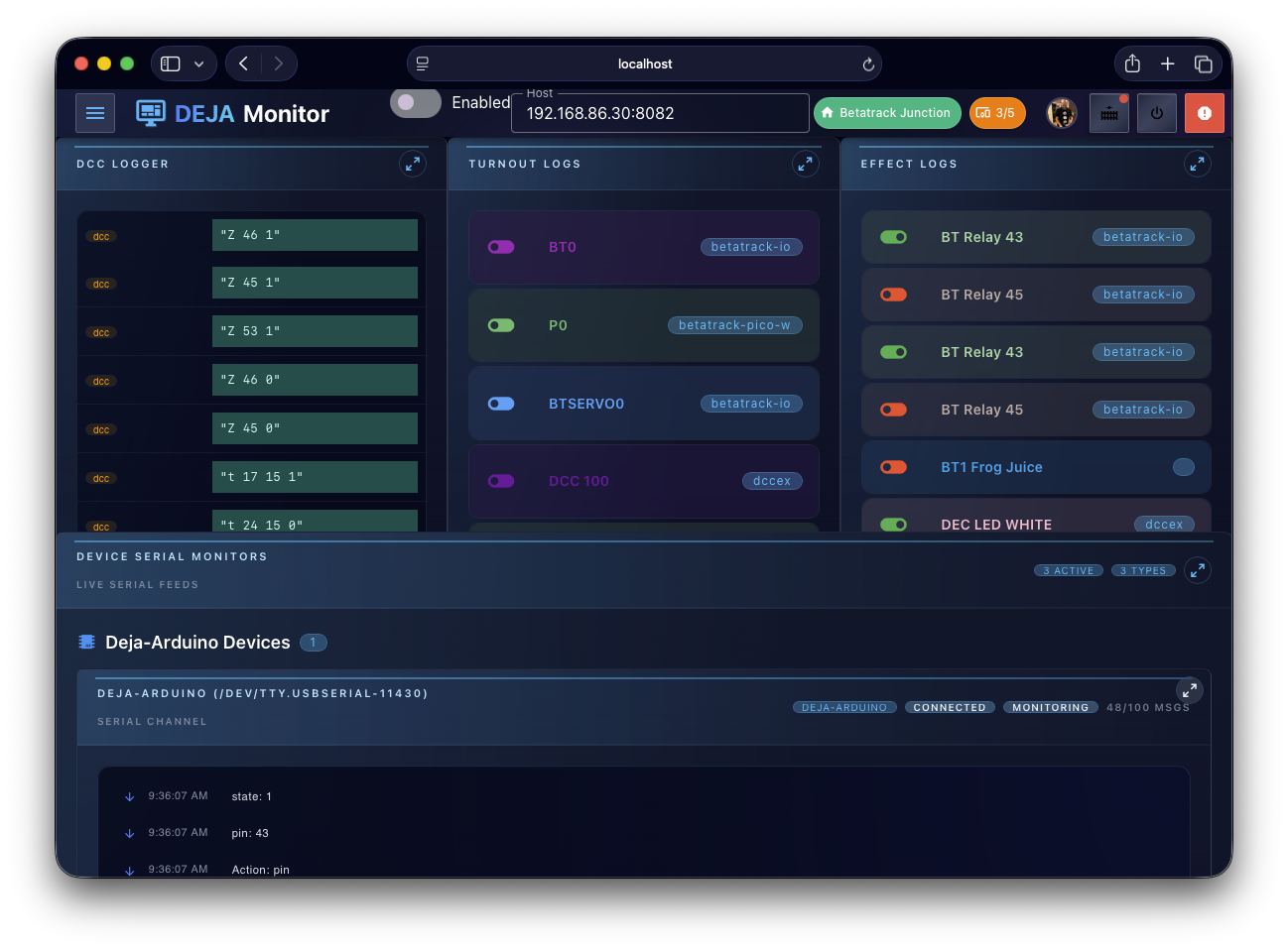 DEJA.js Monitor Desktop