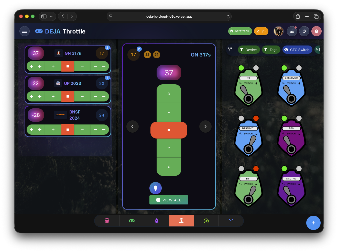 DEJA.js Throttle Desktop Conductor