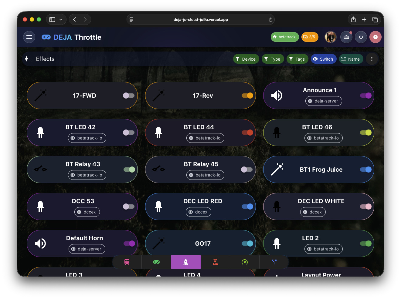 DEJA.js Throttle Desktop Effects