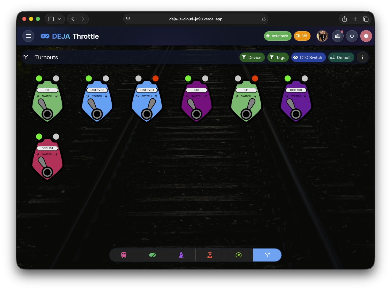 DEJA.js Throttle Desktop Turnouts